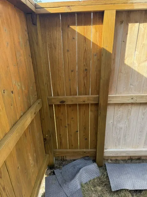 Interior view of newly installed wood fence